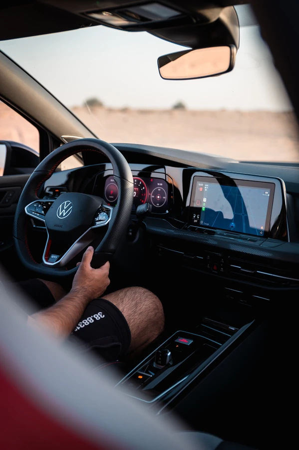 Driving through an open landscape