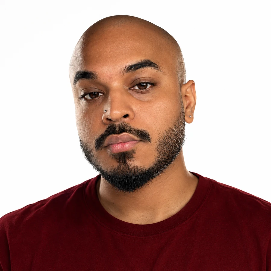 Portrait in a burgundy shirt