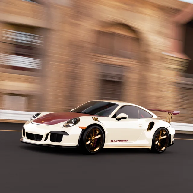 Cream Burgundy Porsche — artwork by EZZYLAND